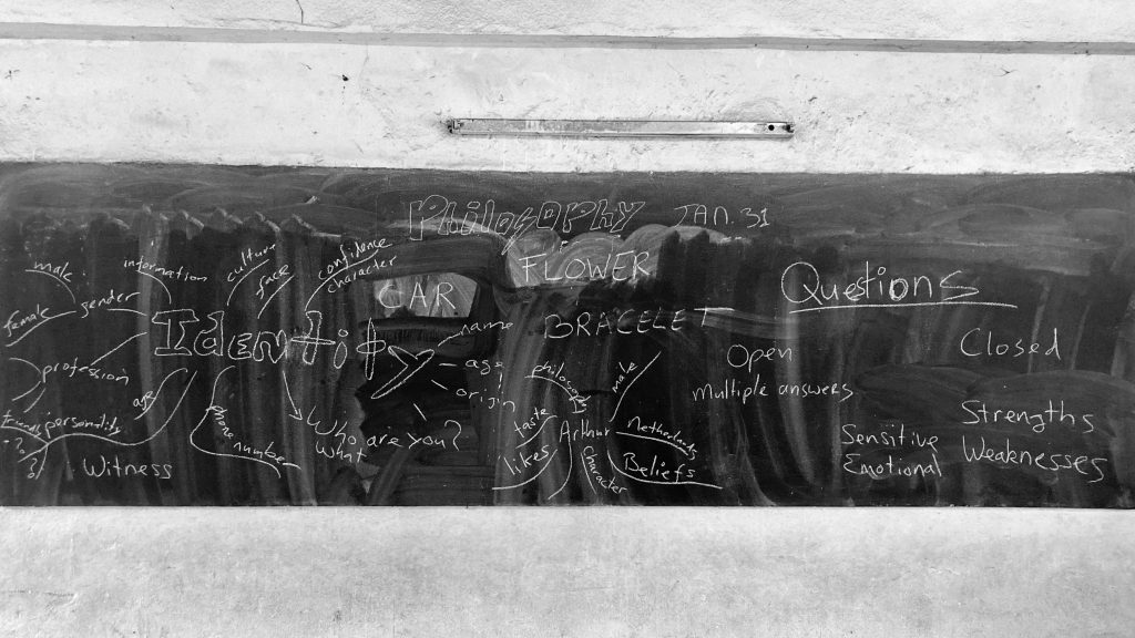 Blackboard with notes from our third meeting